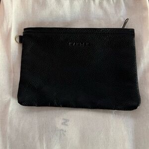Mandrn black leather zipper pouch